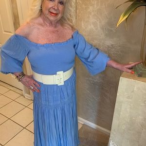 Blue off the shoulder dress